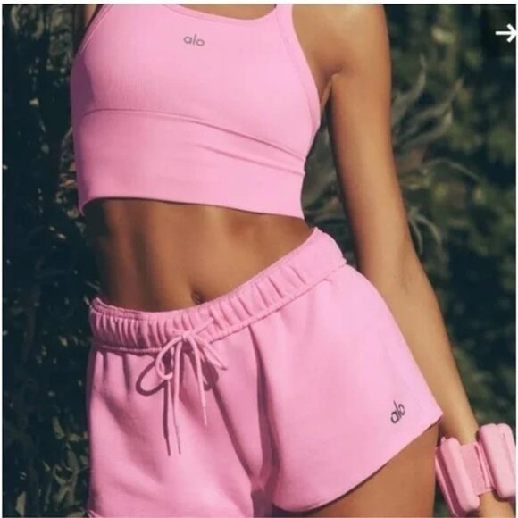 Alo Yoga Accolade Shorts in Sweet Pink - Picture 3 of 4